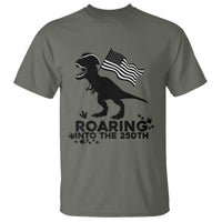 Funny Patriotic Dinosaur T Shirt Roaring Into The 250th Anniversary