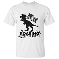 Funny Patriotic Dinosaur T Shirt Roaring Into The 250th Anniversary