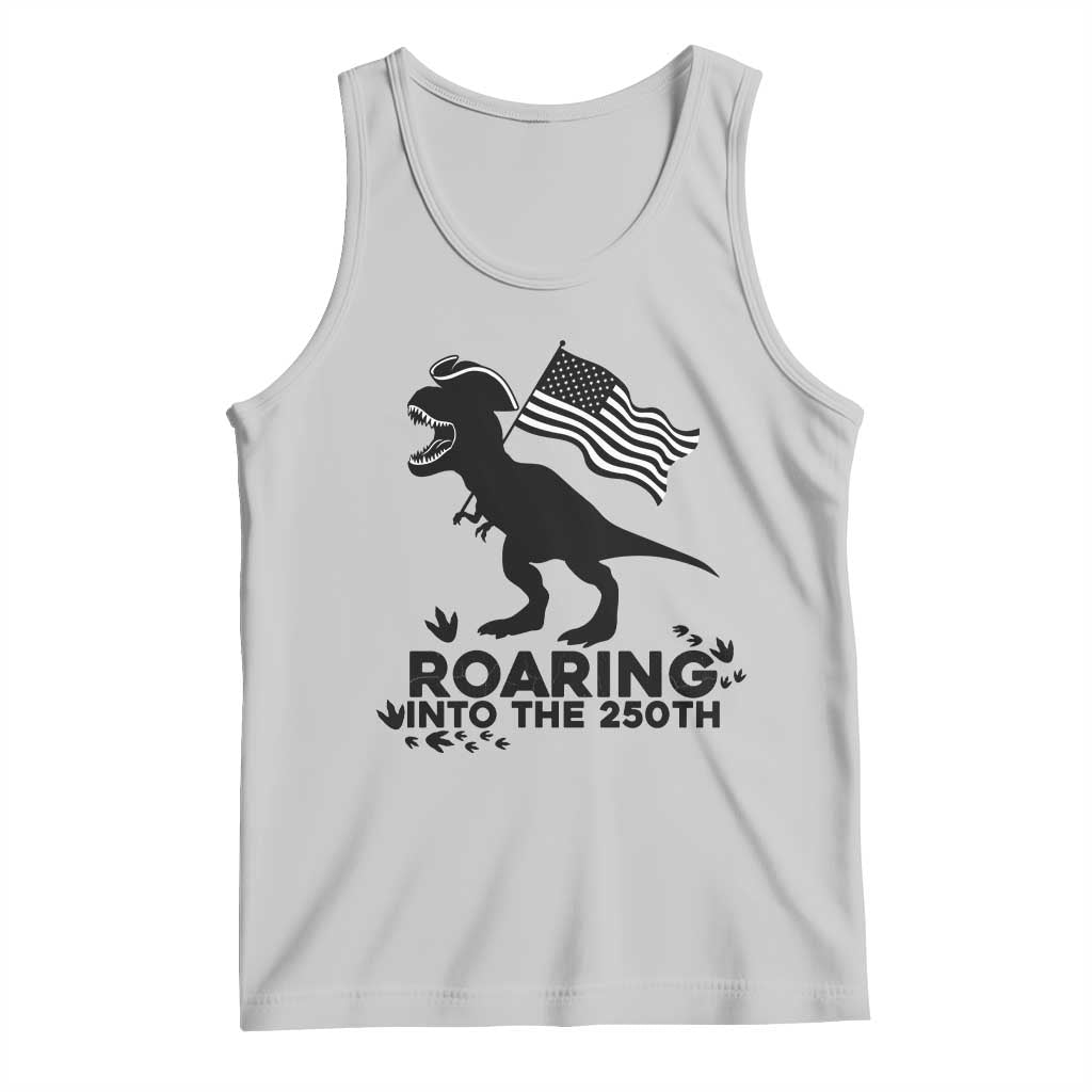 Funny Patriotic Dinosaur Tank Top Roaring Into The 250th Anniversary