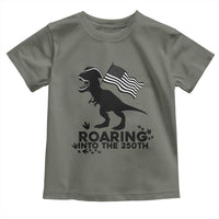 Funny Patriotic Dinosaur Toddler T Shirt Roaring Into The 250th Anniversary