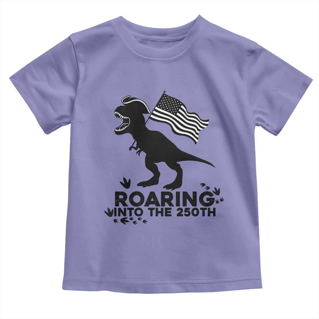 Funny Patriotic Dinosaur Toddler T Shirt Roaring Into The 250th Anniversary