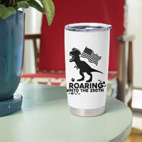 Funny Patriotic Dinosaur Tumbler Cup Roaring Into The 250th Anniversary