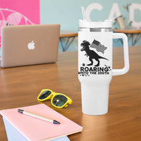 Funny Patriotic Dinosaur Tumbler With Handle Roaring Into The 250th Anniversary