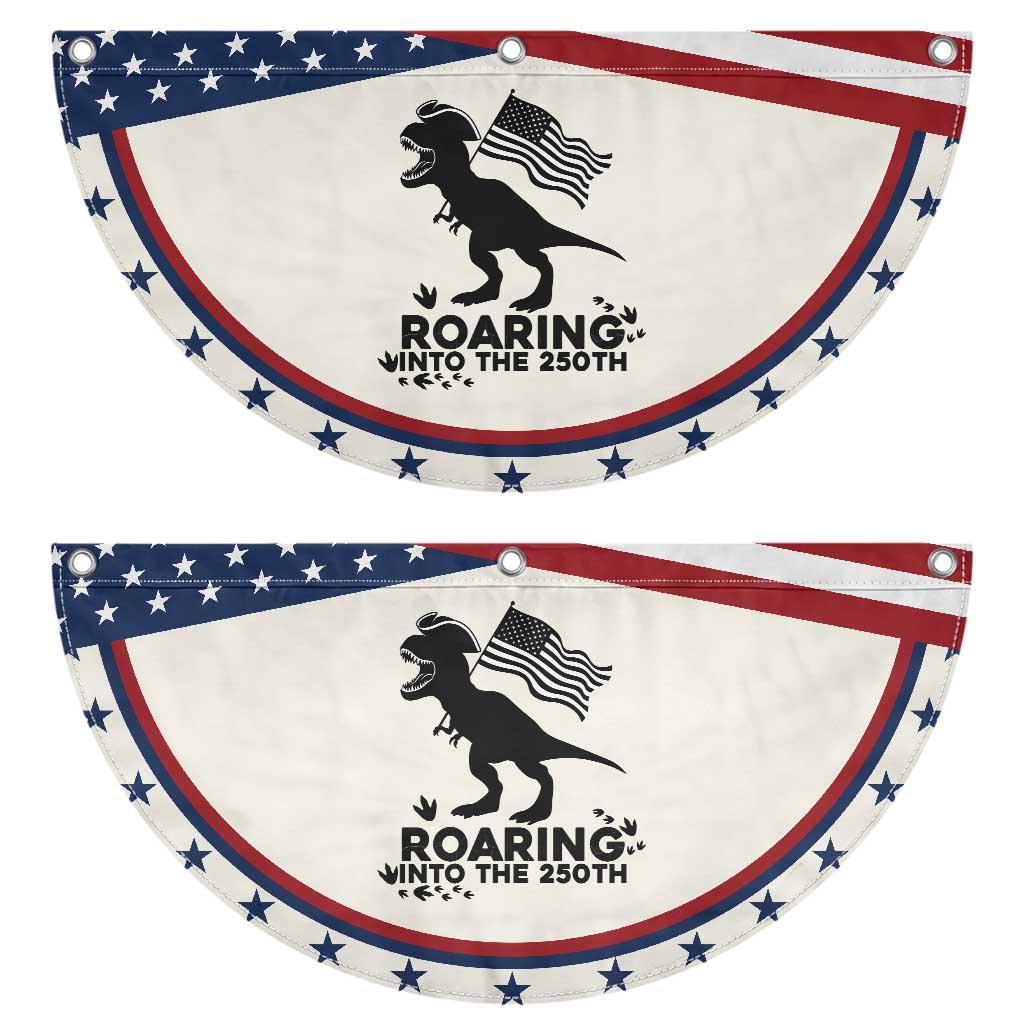 Funny Dinosaur Patriotic Fan Flag Roaring Into The 250th Anniversary