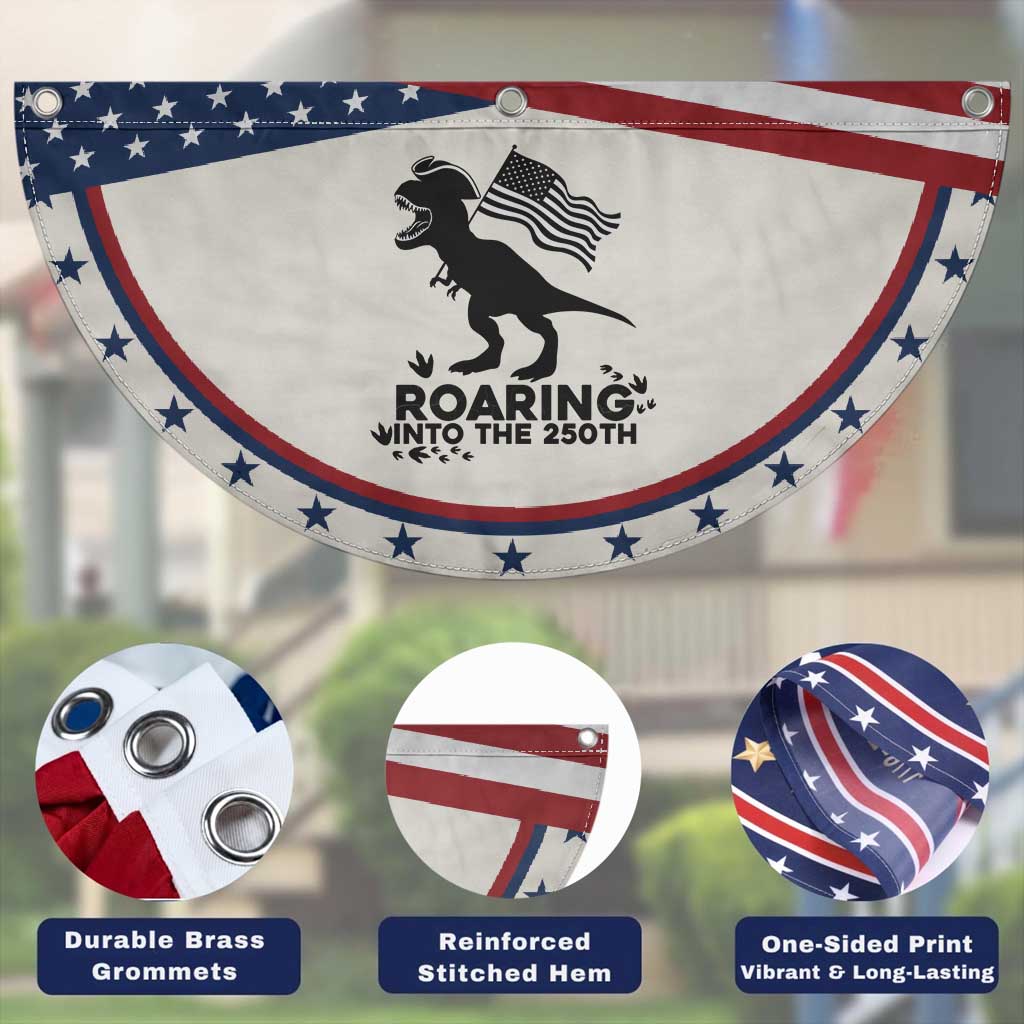 Funny Dinosaur Patriotic Fan Flag Roaring Into The 250th Anniversary