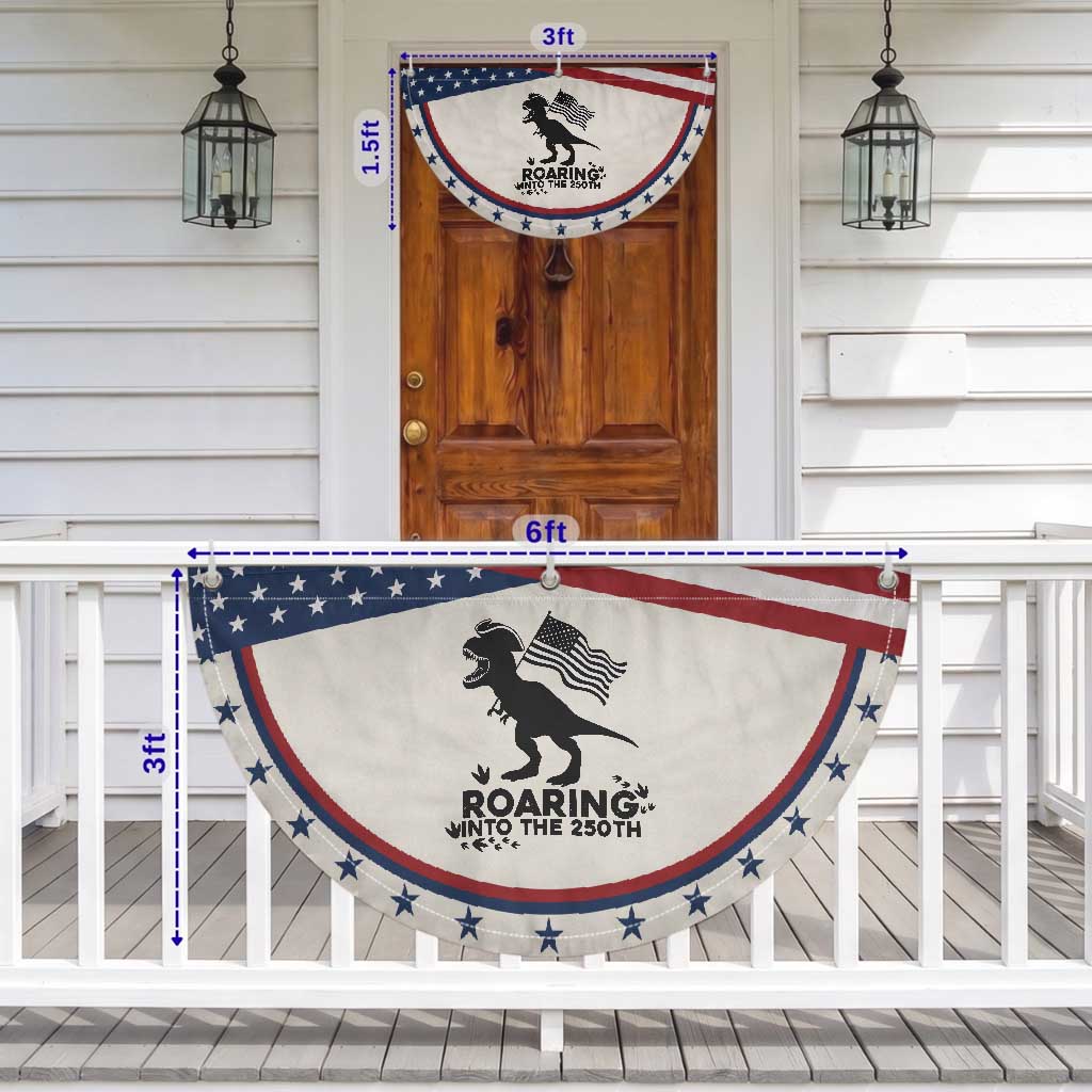 Funny Dinosaur Patriotic Fan Flag Roaring Into The 250th Anniversary