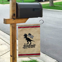 Funny Patriotic Dinosaur Garden Flag Roaring Into The 250th Anniversary