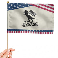Funny Patriotic Dinosaur Patriotic Handheld Flag Roaring Into The 250th Anniversary