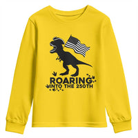 Funny Patriotic Dinosaur Youth Sweatshirt Roaring Into The 250th Anniversary