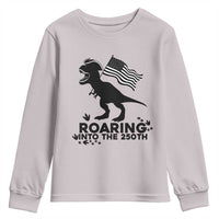 Funny Patriotic Dinosaur Youth Sweatshirt Roaring Into The 250th Anniversary
