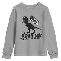Funny Patriotic Dinosaur Youth Sweatshirt Roaring Into The 250th Anniversary
