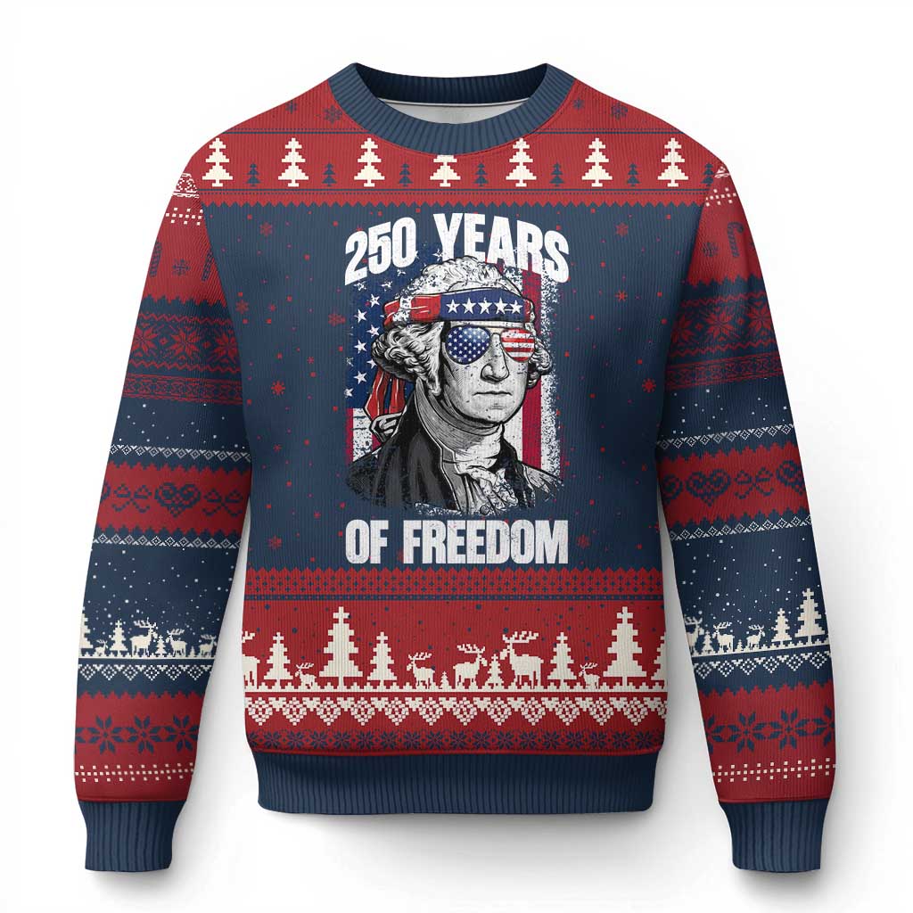 George Washington Founding Father Ugly Christmas Sweater 250 Years Of Freedom