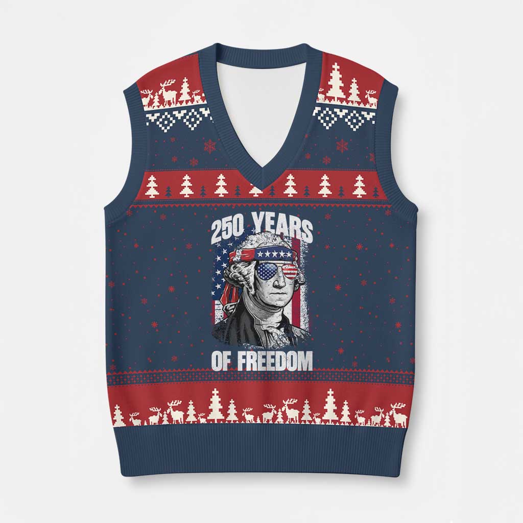 George Washington Founding Father V-Neck Knit Sweater Vest 250 Years Of Freedom