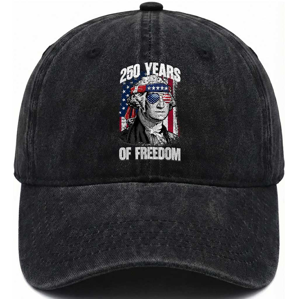 George Washington Founding Father Washed Cotton Baseball Cap 250 Years Of Freedom