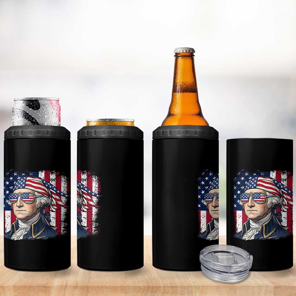 George Washington Patriotic 4 in 1 Can Cooler Tumbler USA 250th Anniversary