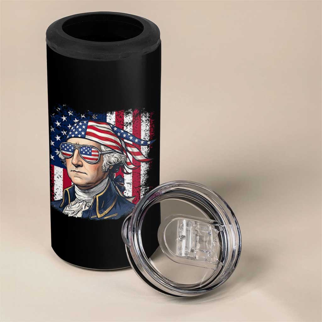George Washington Patriotic 4 in 1 Can Cooler Tumbler USA 250th Anniversary