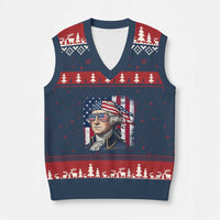 George Washington Patriotic V-Neck Knit Sweater Vest USA 250th Anniversary