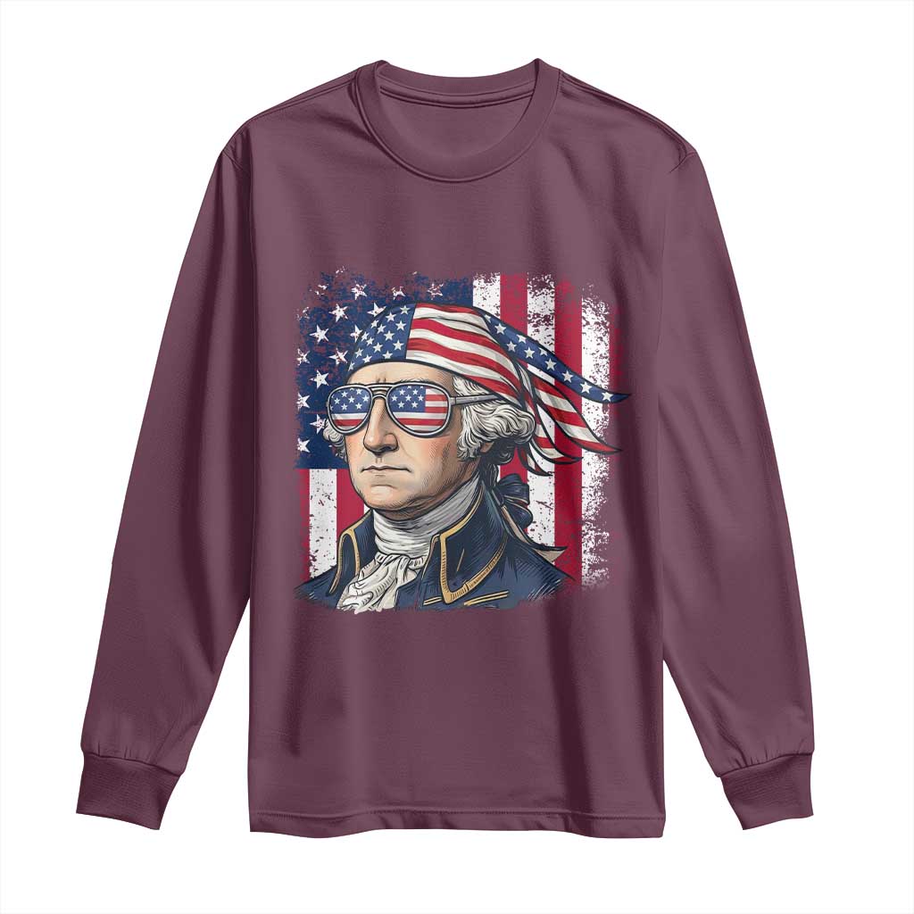 George Washington Patriotic Long Sleeve Shirt USA 250th Anniversary