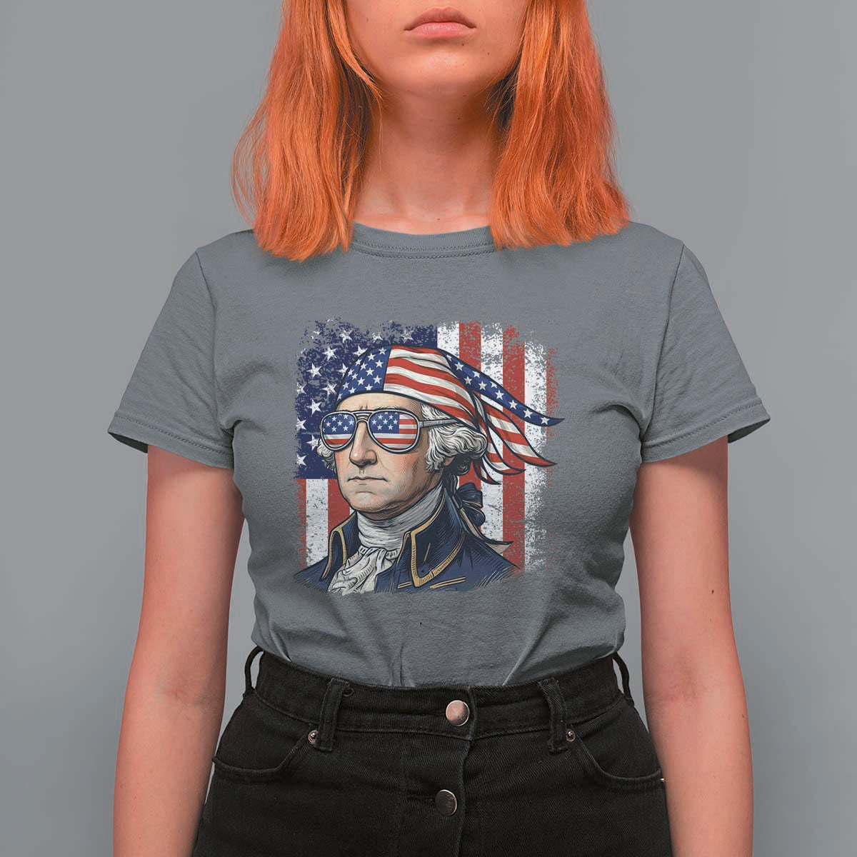 George Washington Patriotic T Shirt For Women USA 250th Anniversary