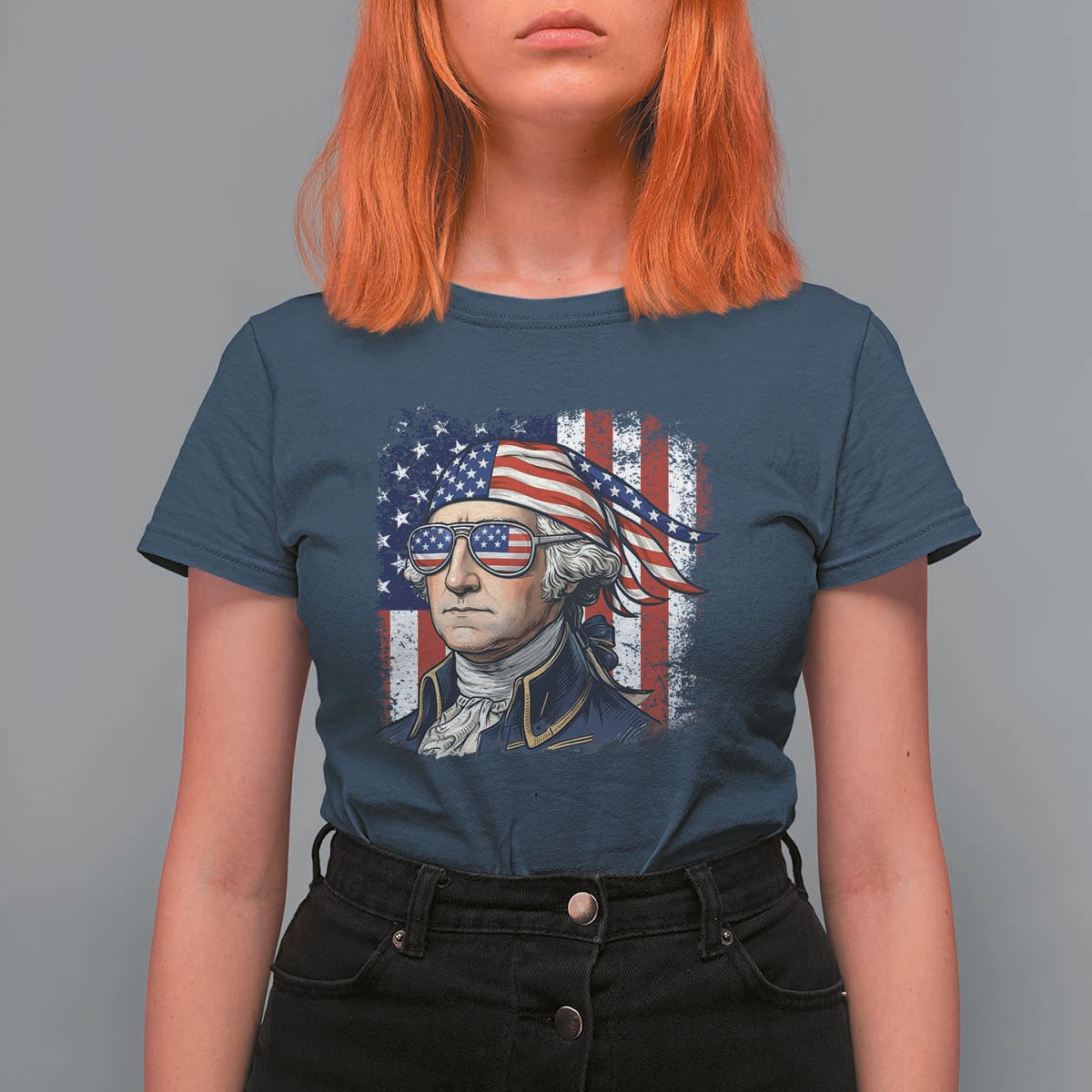 George Washington Patriotic T Shirt For Women USA 250th Anniversary