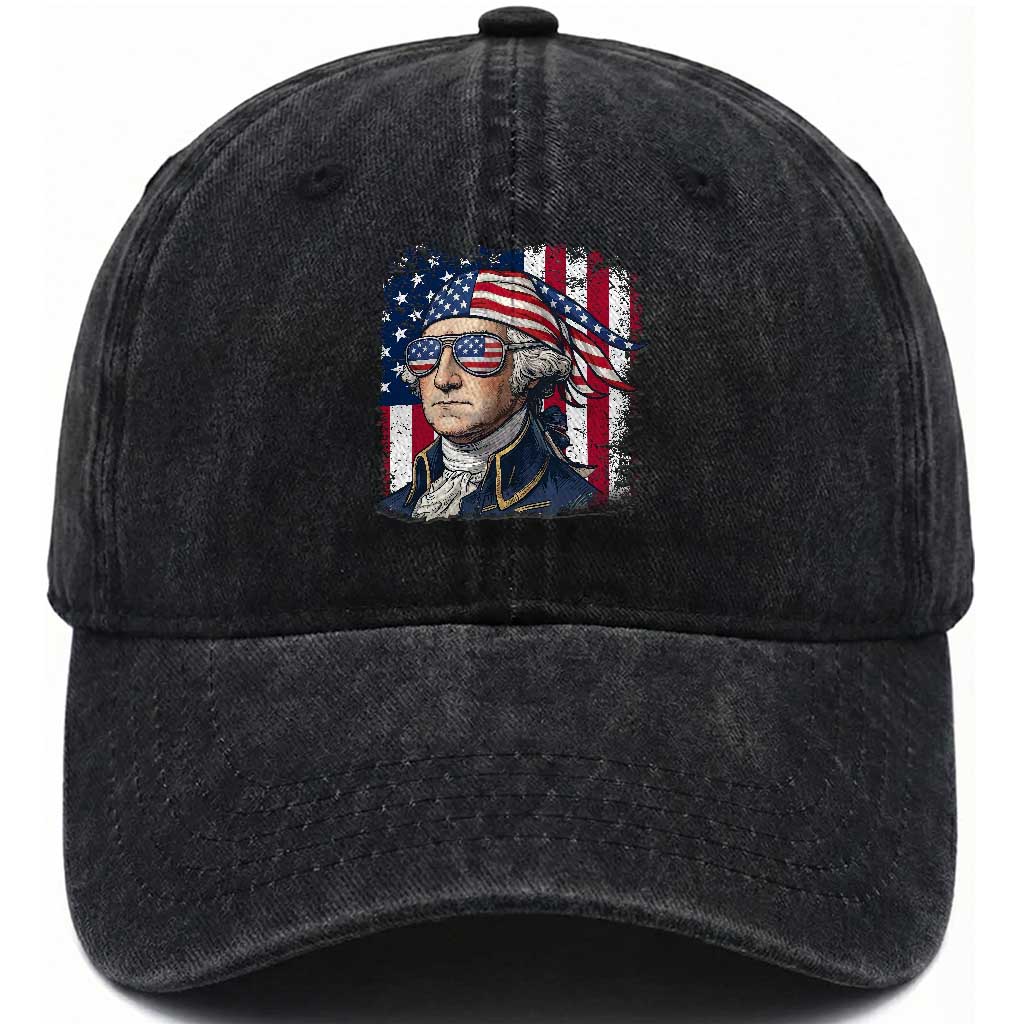 George Washington Patriotic Washed Cotton Baseball Cap USA 250th Anniversary