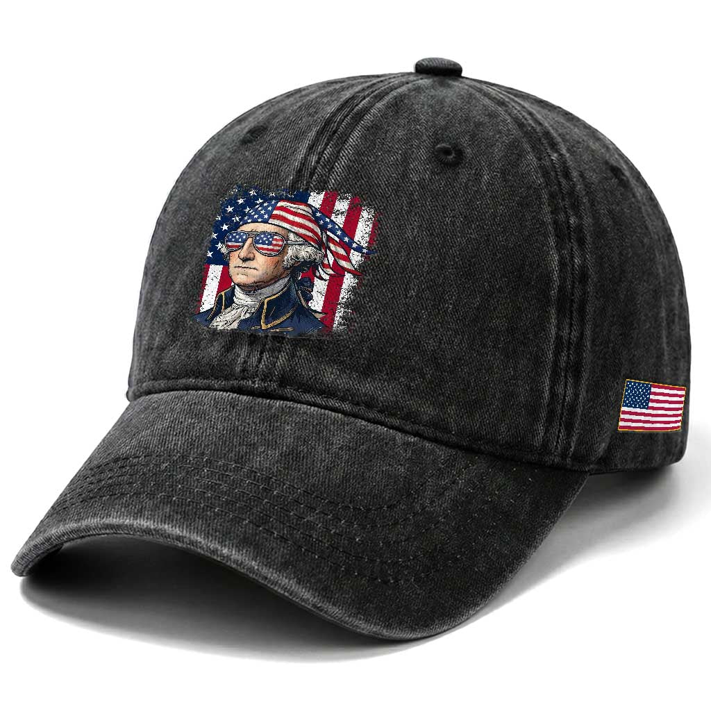 George Washington Patriotic Washed Cotton Baseball Cap USA 250th Anniversary
