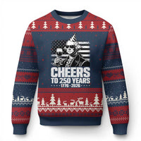 Funny George Washington Cheers To 250 Years Ugly Christmas Sweater