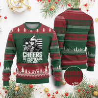 Funny George Washington Cheers To 250 Years Ugly Christmas Sweater