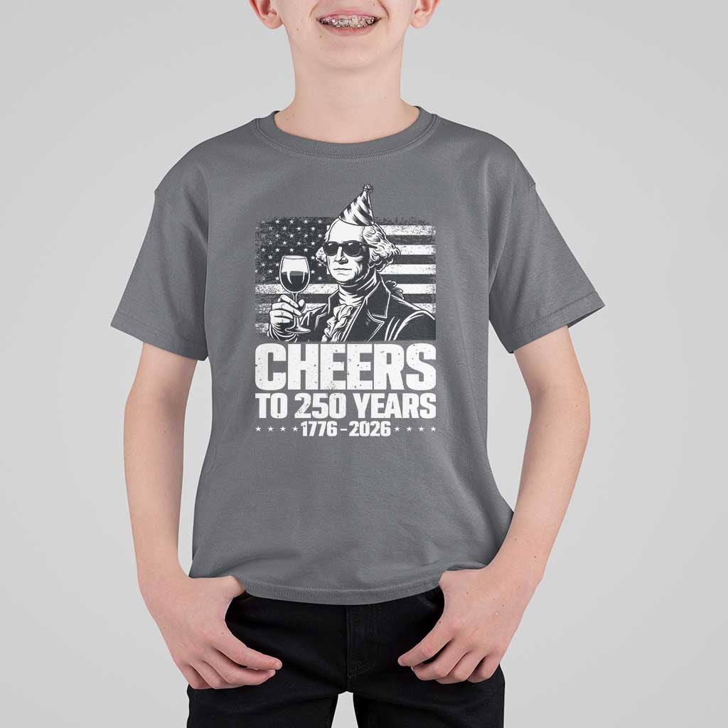 Funny George Washington Cheers To 250 Years T Shirt For Kid