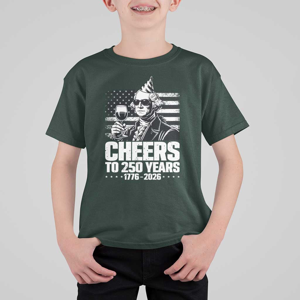Funny George Washington Cheers To 250 Years T Shirt For Kid