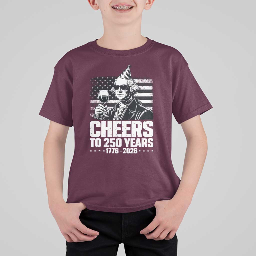 Funny George Washington Cheers To 250 Years T Shirt For Kid