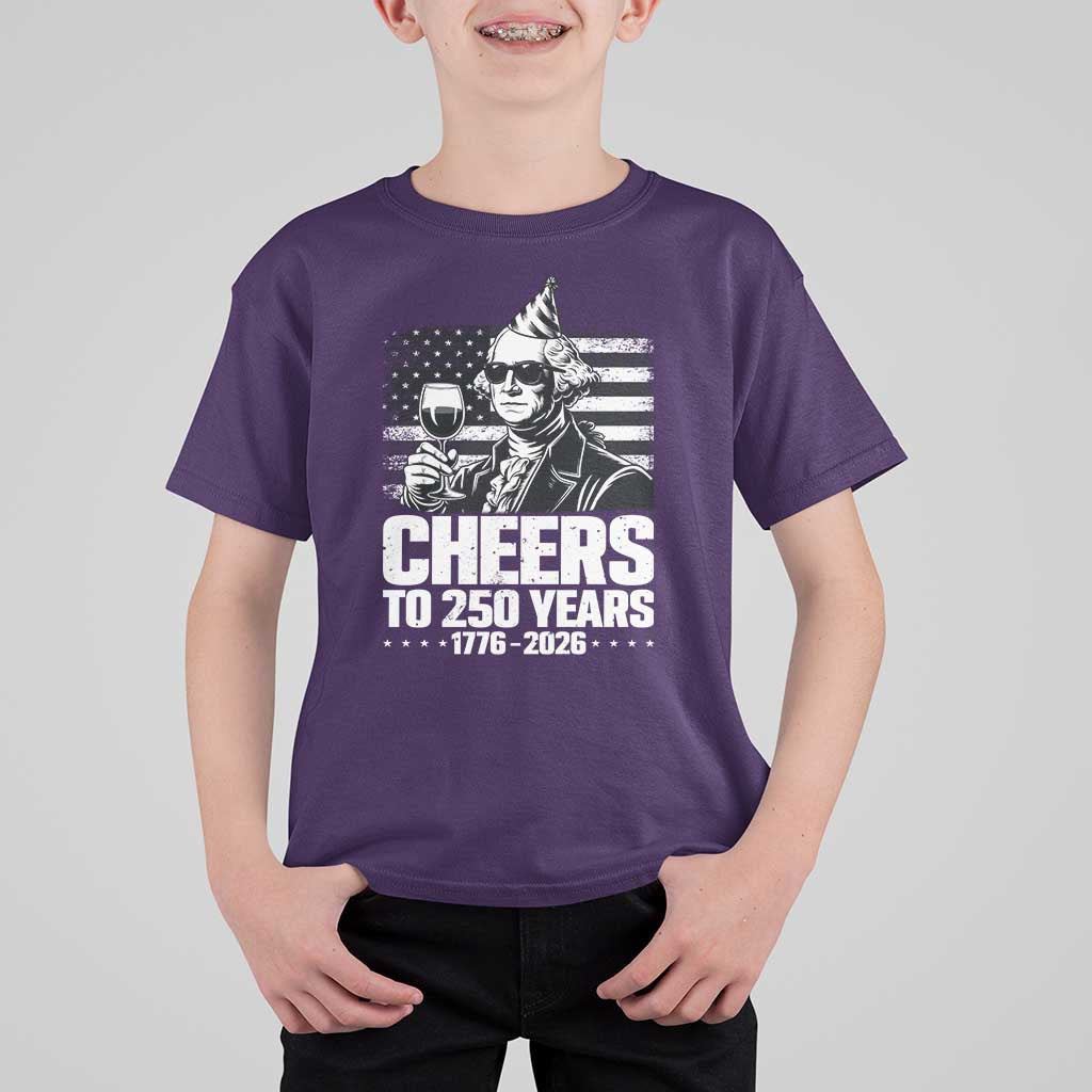Funny George Washington Cheers To 250 Years T Shirt For Kid