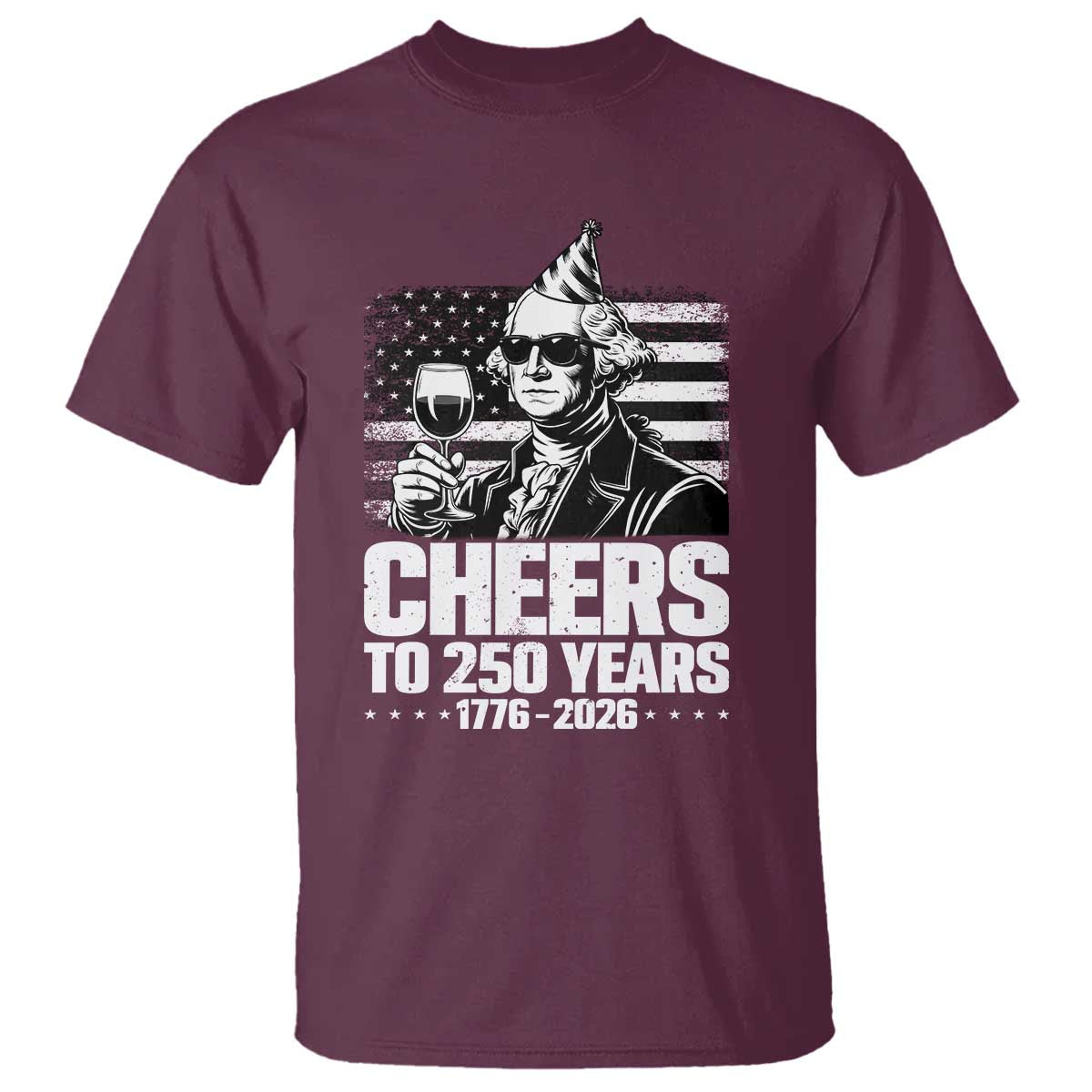 Funny George Washington Cheers To 250 Years T Shirt