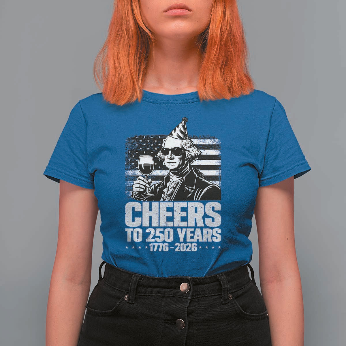 Funny George Washington Cheers To 250 Years T Shirt For Women