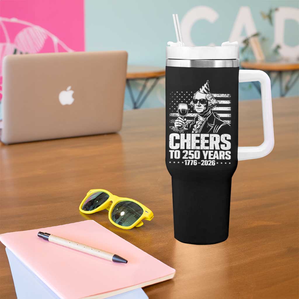 Funny George Washington Cheers To 250 Years Tumbler With Handle