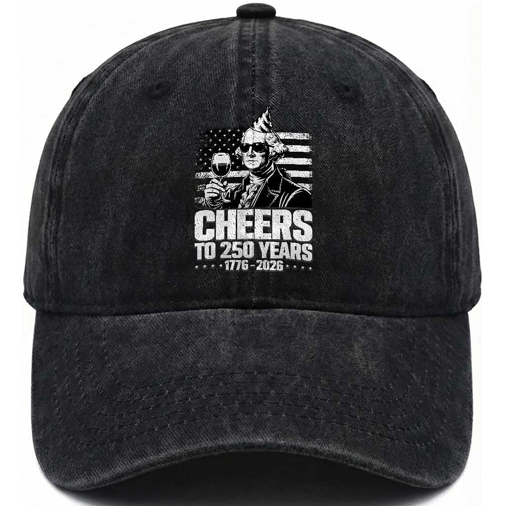 Funny George Washington Cheers To 250 Years Washed Cotton Baseball Cap