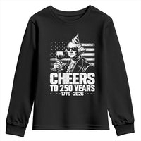 Funny George Washington Cheers To 250 Years Youth Sweatshirt