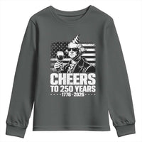 Funny George Washington Cheers To 250 Years Youth Sweatshirt