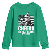 Funny George Washington Cheers To 250 Years Youth Sweatshirt
