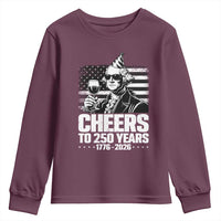 Funny George Washington Cheers To 250 Years Youth Sweatshirt