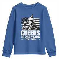 Funny George Washington Cheers To 250 Years Youth Sweatshirt