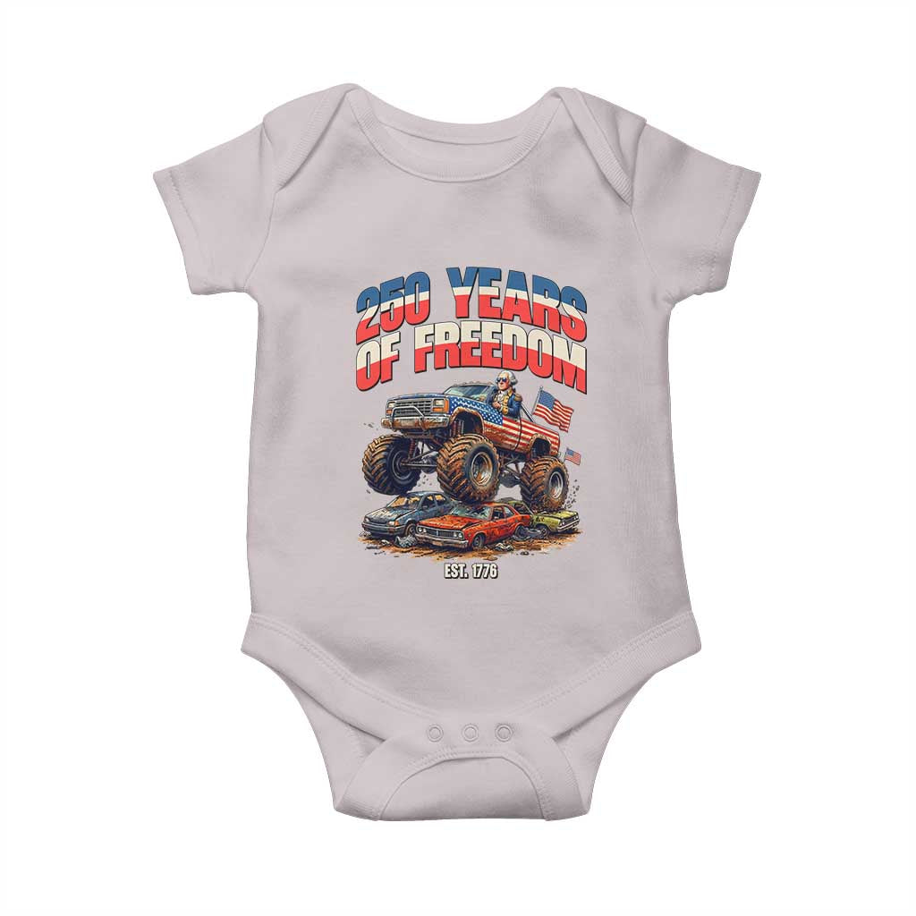 Funny George Washington Monster Truck Baby Onesie America 250th Anniversary