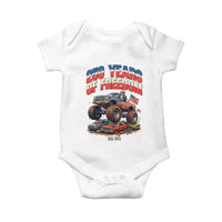 Funny George Washington Monster Truck Baby Onesie America 250th Anniversary