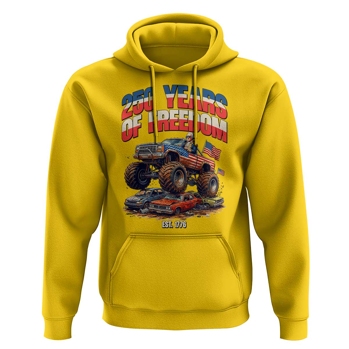 Funny George Washington Monster Truck Hoodie America 250th Anniversary