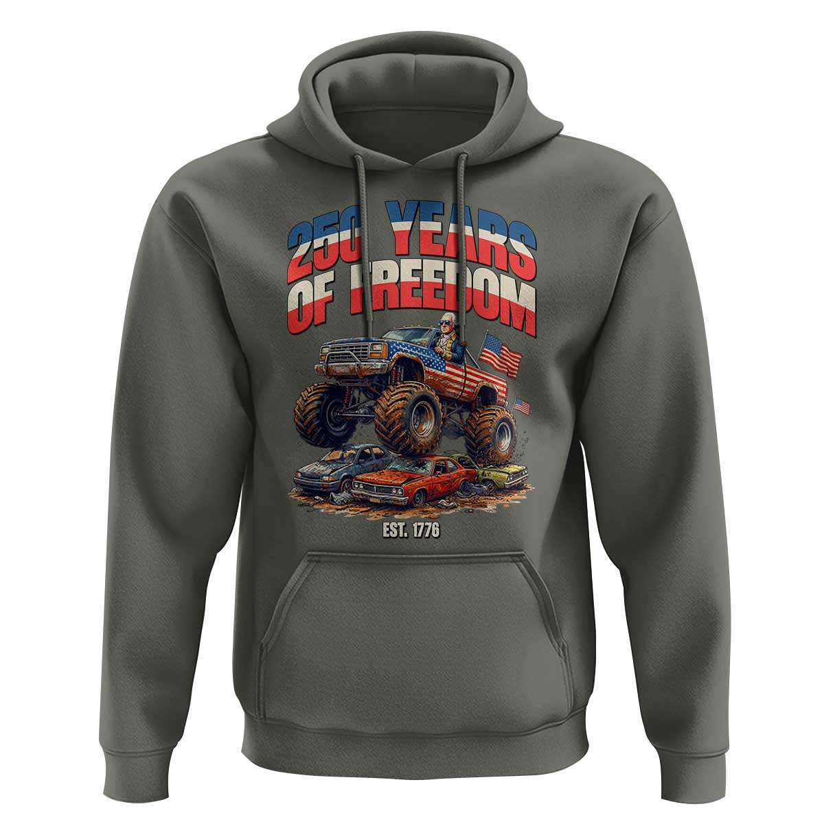 Funny George Washington Monster Truck Hoodie America 250th Anniversary