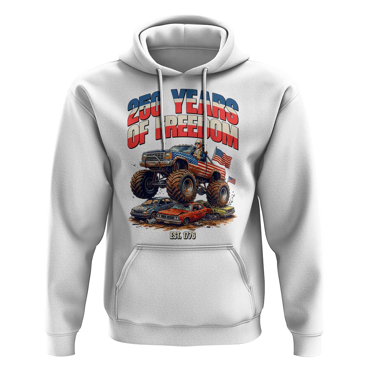 Funny George Washington Monster Truck Hoodie America 250th Anniversary