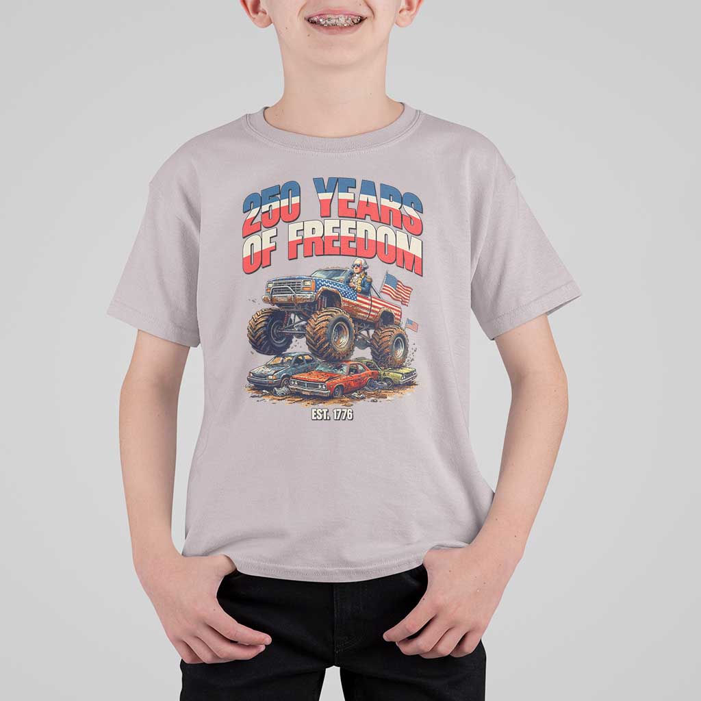Funny George Washington Monster Truck T Shirt For Kid America 250th Anniversary