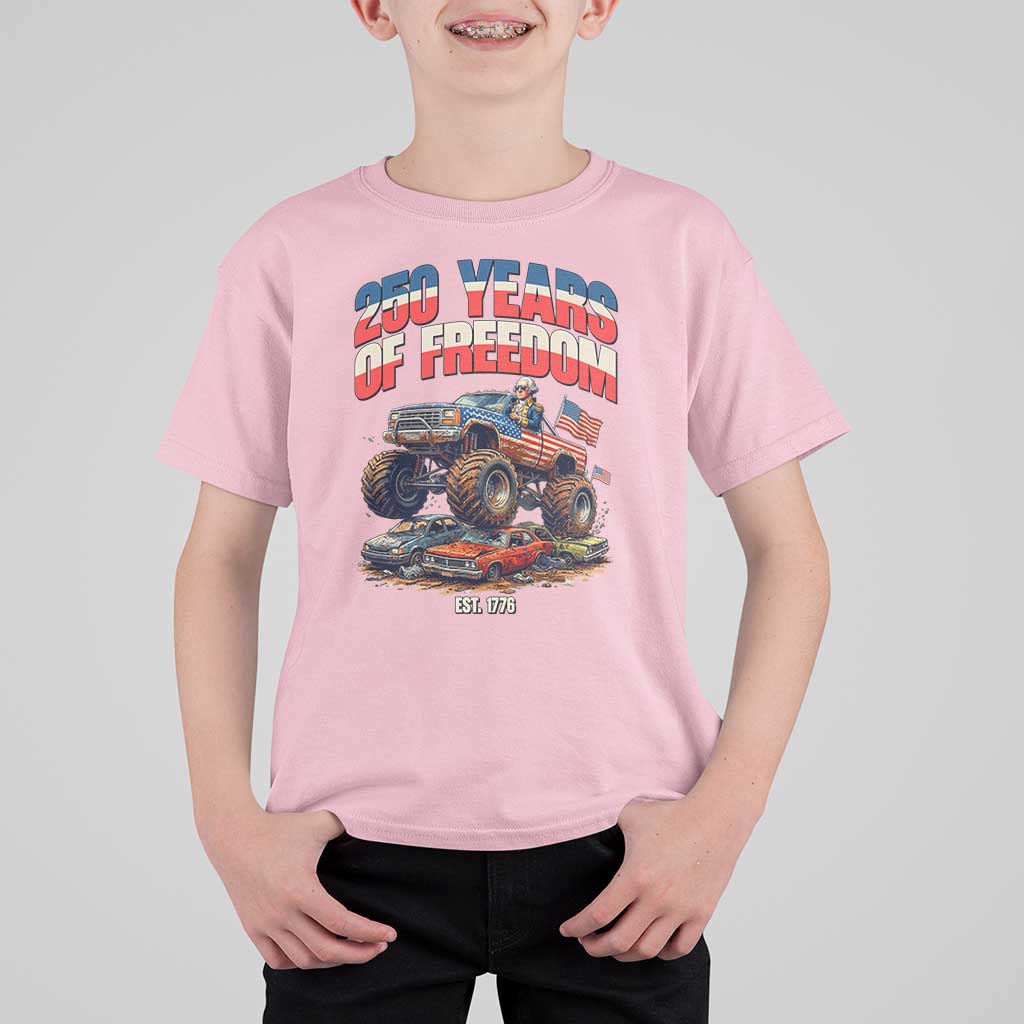 Funny George Washington Monster Truck T Shirt For Kid America 250th Anniversary