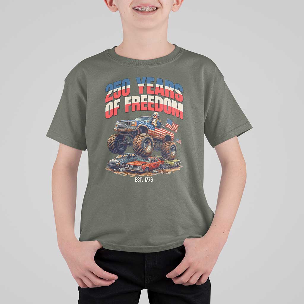 Funny George Washington Monster Truck T Shirt For Kid America 250th Anniversary