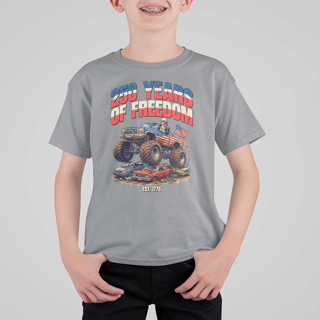 Funny George Washington Monster Truck T Shirt For Kid America 250th Anniversary